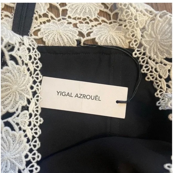 Yigal Azrouel Long Sleeve Black and White Lace Trumpet Dress Sz 4 - Picture 8 of 13